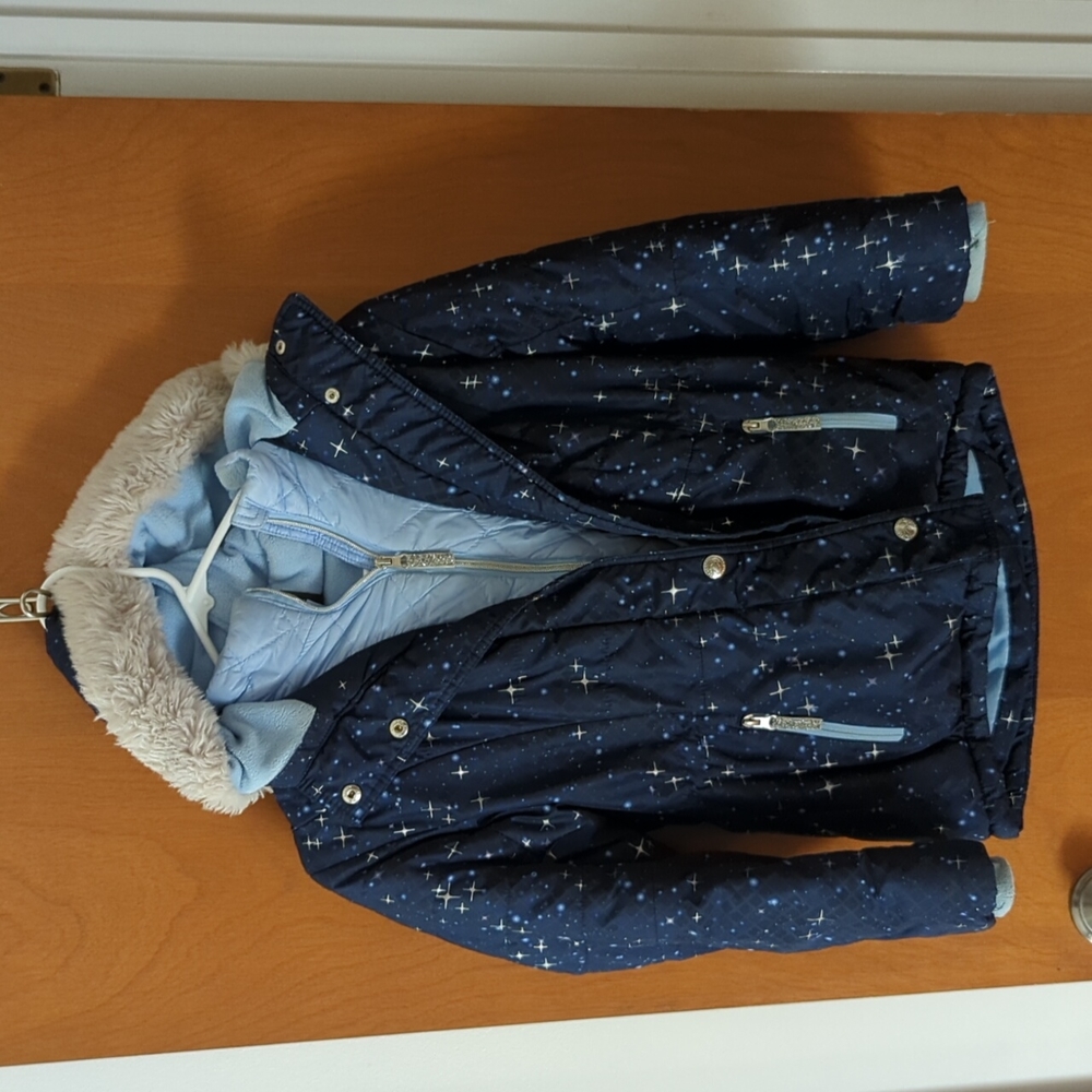 Girls navy hooded coat